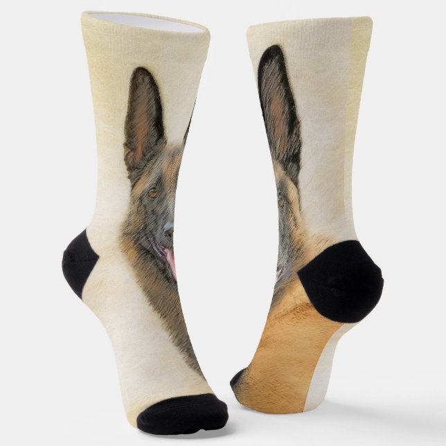 Chaussette Peinture Malinoise belge - Cute Original Chien Art (Angulaire)