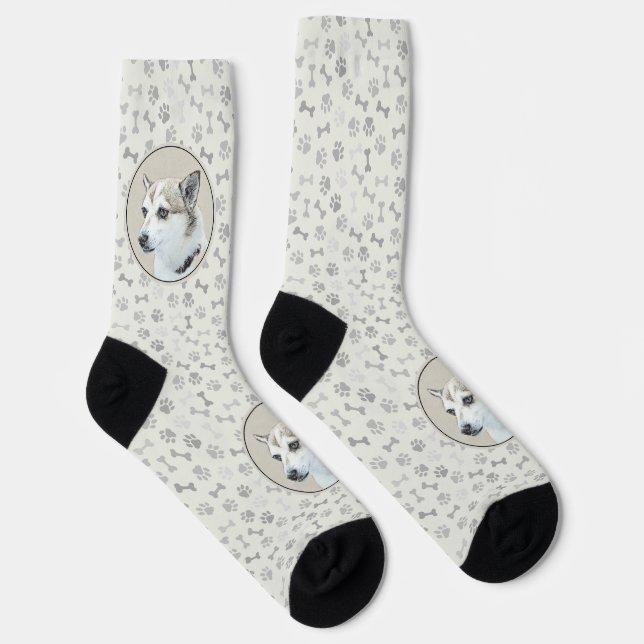 Chaussette Peinture norvégienne Lundehund - Art original chie (Droite)