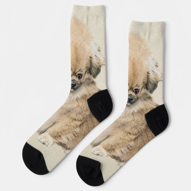 Chaussette Peinture Pekingese - Cute Original Chien Art (Gauche)