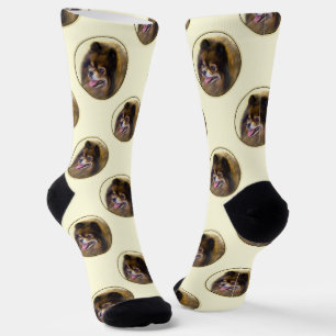 Chaussette Peinture Poméranienne Orange Sable Original Chien 