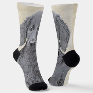 Chaussette Peinture Retriever à revêtement plat - Art Chien o
