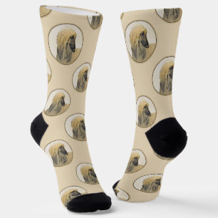Chaussette Peinture rouge masquée noir Hound Afghan Pet Dog A