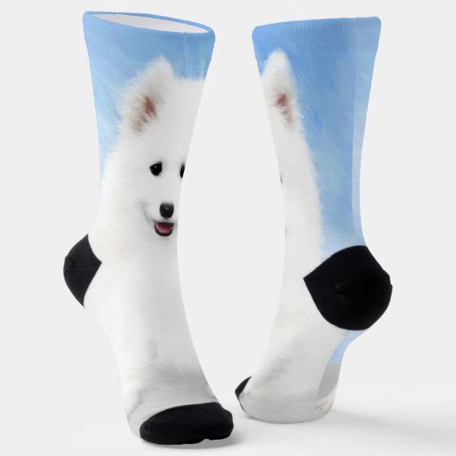 Chaussette Peinture Samoyed Puppy - Jolie Art Original Chien (Angulaire)