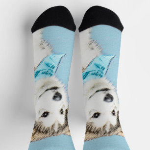 Chaussette Peinture Sibérienne Husky Puppy - Art Chien origin