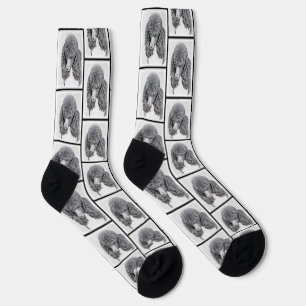 Chaussette Peinture standard de caniche Parti Black White Chi