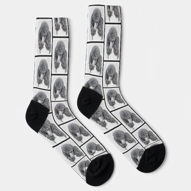Chaussette Peinture standard de caniche Parti Black White Chi (Droite)
