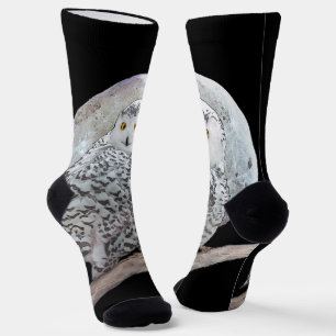 Chaussette Peinture sur la Chouette neigeuse et la Lune - Art