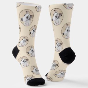 Chaussette Peinture Whippet Brindle Blanc Original Chien Art