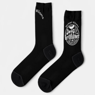 Chaussette Père noir blanc personnalisé BBQ Grillfather