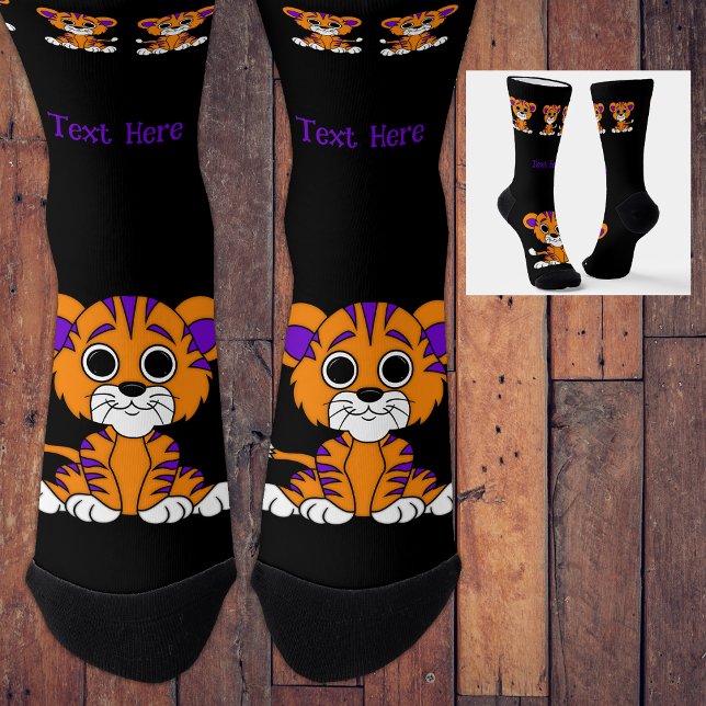 Chaussette Personalisé Purple & Orange Baby Tiger (Créateur téléchargé)