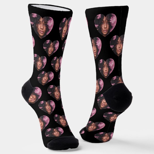 Chaussette Personalised Girlfriend Heart Face (Angulaire)
