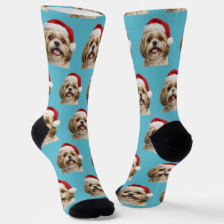 Chaussette Personalized Custom Shitszu Christmas 