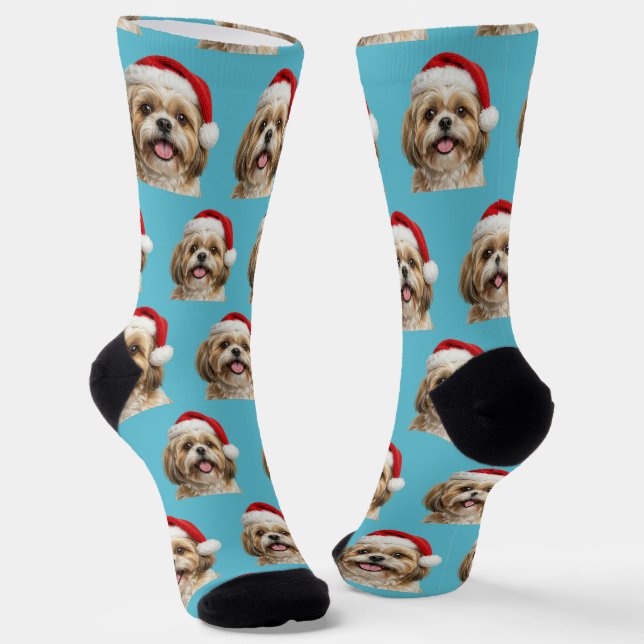 Chaussette Personalized Custom Shitszu Christmas  (Angulaire)