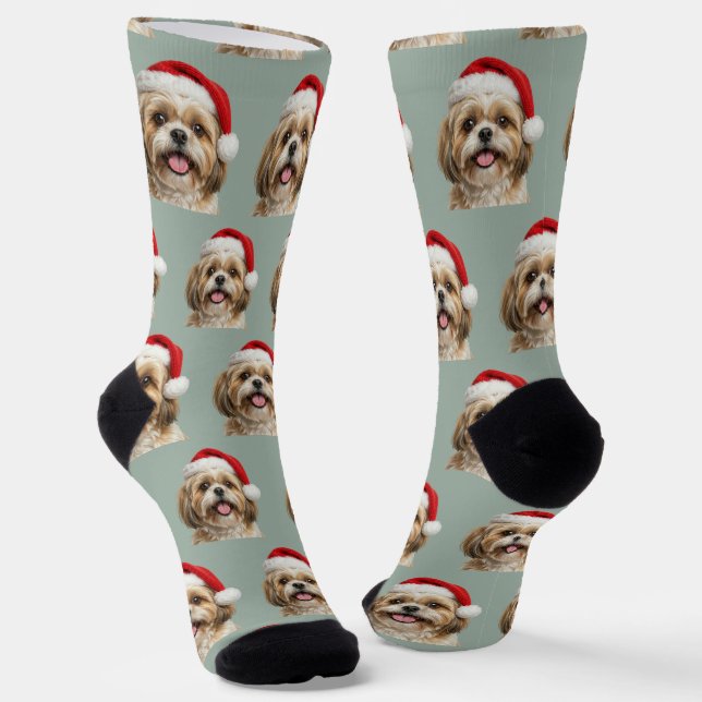 Chaussette Personalized Custom Shitszu Christmas  (Angulaire)