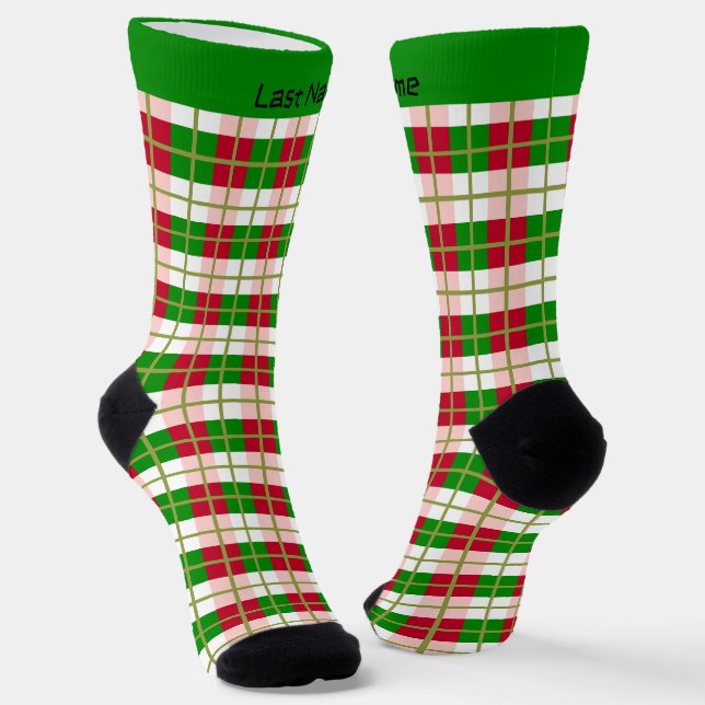 Chaussette Personnalisable Rétro Noël Plaid Motif (Angulaire)