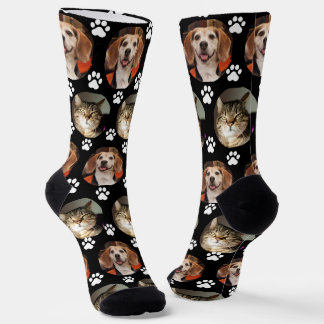 Chaussette Personnalisé 2 Empreintes de pattes noirs photo an