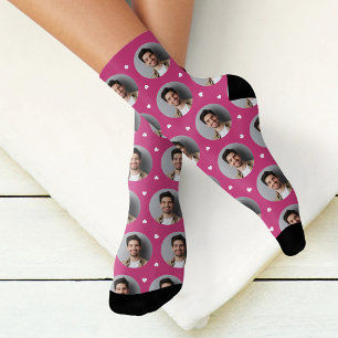 Chaussette Personnalisé Boyfriend Photo Hot Pink Love