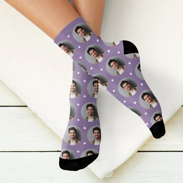 Chaussette Personnalisé Boyfriend Photo Lavender Love (Créateur téléchargé)