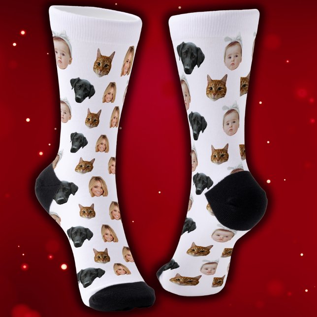 Chaussette Personnalisé Couette Famille Face 4 Photos (Créateur téléchargé)