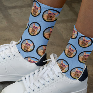 Chaussette Personnalisé Cute Motif animal bleu Photo personna