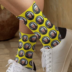 Chaussette Personnalisé Funky Face Photo Jaune