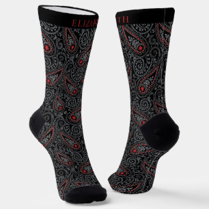 Chaussette Personnalisé noir gris foncé et Motif de marguerit