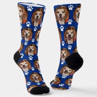 Chaussette Personnalisé Sporty Blue Animaux Photo Empreintes 
