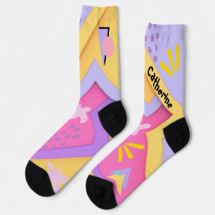 Chaussette Personnalisée fille rose art abstrait