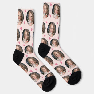 Chaussette Personnalisée Petite amie Photo Blush Pink Love