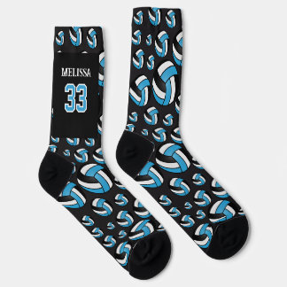 Chaussette Personnaliser Bébé Bleu, Noir et Blanc Volleyball