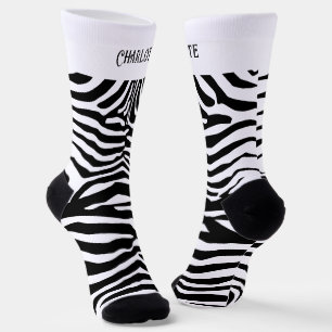 Chaussette Personnaliser le modèle de zèbre blanc noir