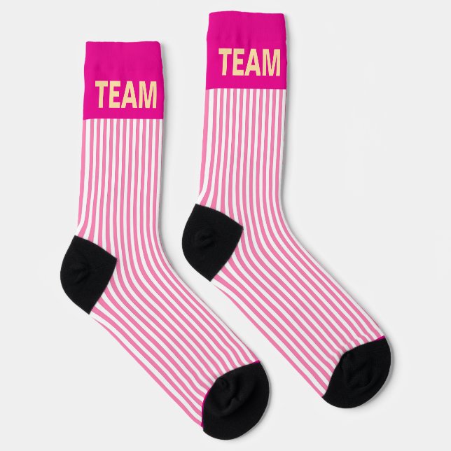 Chaussette Personnaliser le nom de l'équipe Bande rose (Droite)