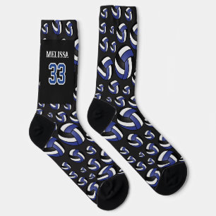 Chaussette Personnalisez Volleyball Bleu foncé, Noir et Blanc
