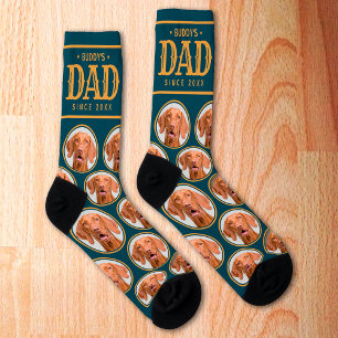 Chaussette Pet Chien Papa Cadeau Photo personnalisée Motif bl