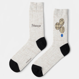 Chaussette Pétanque, three balls on a beige linen design