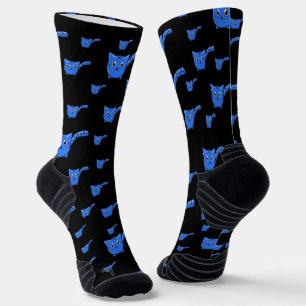 Chaussette Petits Kitties Noires Et Bleues