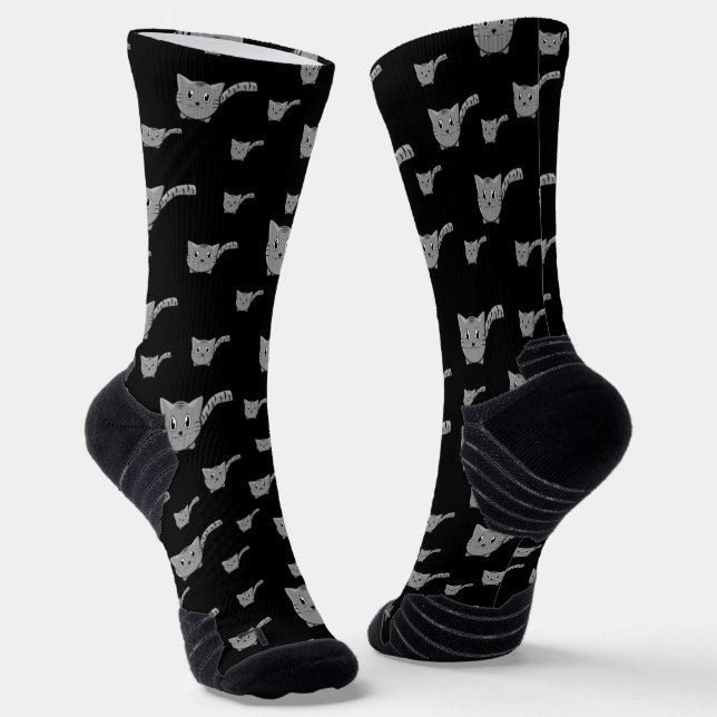 Chaussette Petits Kitties Noires Et Grises (Angulaire)