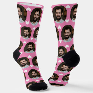 Chaussette Photo Boyfriend For Girlfriend Pink w Hearts