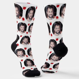 Chaussette Photo Boyfriend pour Girlfriend Santa Hat White