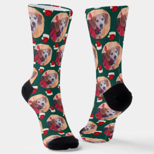 Chaussette Photo de animal de compagnie Emerald Green Santa H