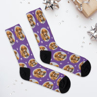 Photo de chien personnalisée sur fond violet avec
