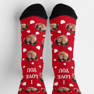 Chaussette Photo de couple personnalisé 'Je t'aime'