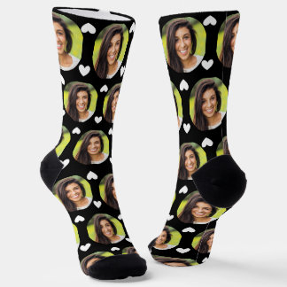 Chaussette Photo Girlfriend For Boyfriend Hearts Black