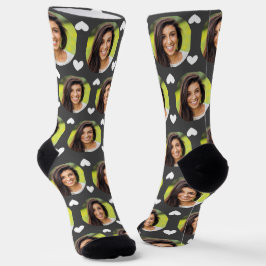 Chaussette Photo Girlfriend For Boyfriend Hearts Grey