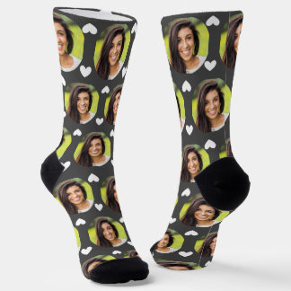 Chaussette Photo Girlfriend For Boyfriend Hearts Grey