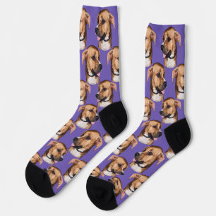 Chaussette Photo personnalisé du visage de chien Violet Migno