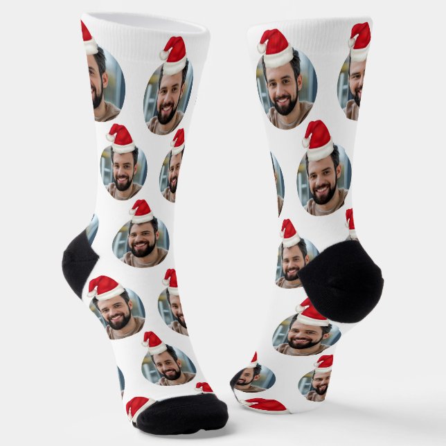 Chaussette Photo personnalisée Cute Noël blanc (Angulaire)