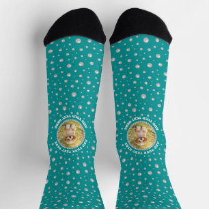 Chaussette Photo personnalisée dans un cercle de perles sur f