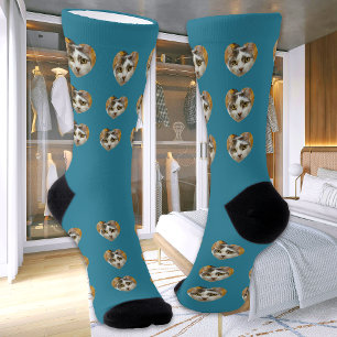 Chaussette Photo personnalisée Moderne Personnalisé Turquoise