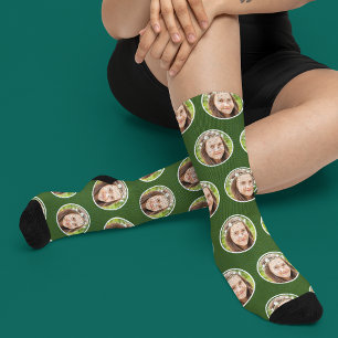 Chaussette Photo personnalisée Visage personnalisé Vert fores